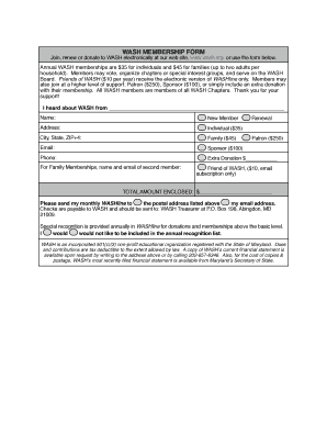 WASH Membership Form