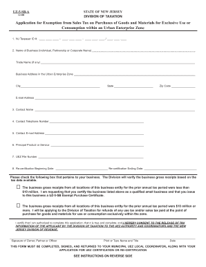 New Jersey Sales Tax Exemption Application