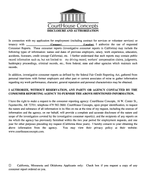 Employment Tenancy Disclosure Authorization Form