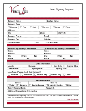 Loan Signing Request Form