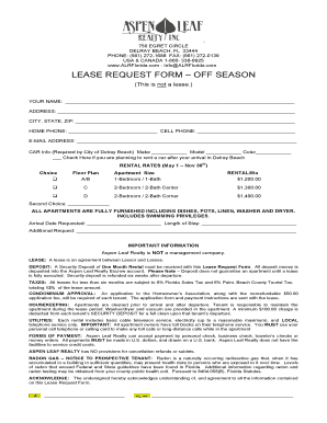 Off Season Lease Request Form