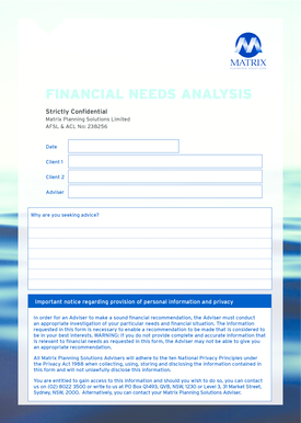 Financial Needs Analysis Form