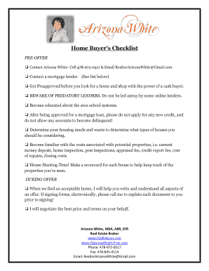 Home Buyer's Checklist and Real Estate Forms