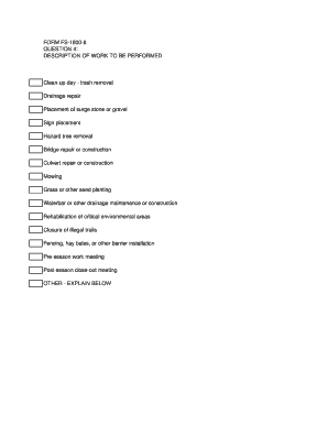 US Forest Service Work Description Form