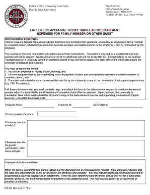 Employer's Approval to Pay Travel & Entertainment Expenses