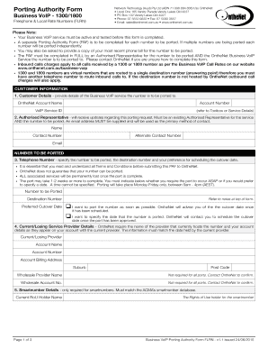 Business VoIP Porting Authority Form