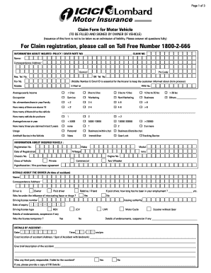 Motor Vehicle Claim Form