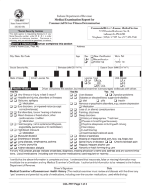 Indiana CDL Medical Examination Report