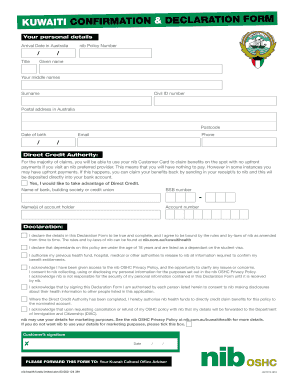 Kuwaiti Confirmation and Declaration Form