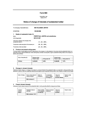Notice of Change of Interests of Substantial Holder