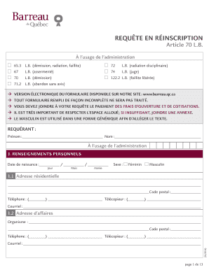 Requête en réinscription