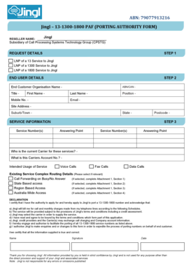 Jingl Porting Authority Form