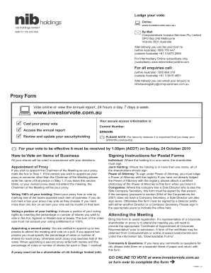 Proxy Form for nib Annual General Meeting