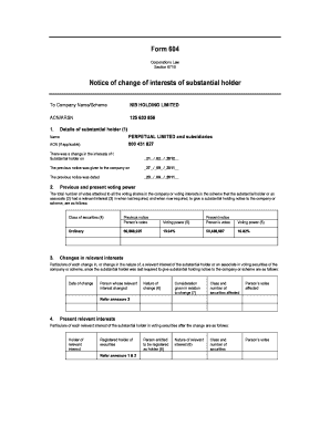 Notice of Change of Interests of Substantial Holder