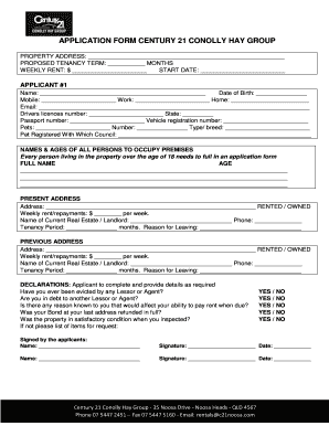 Century 21 Conolly Hay Group Rental Application Form