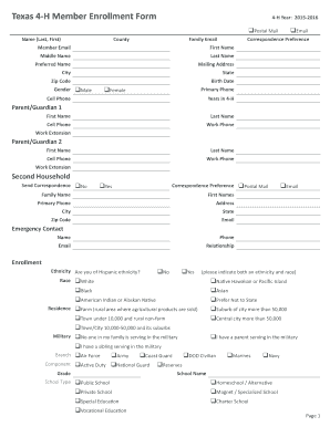 Texas 4-H Member Enrollment Form