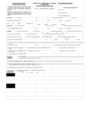 Arizona Employer's Report of Industrial Injury