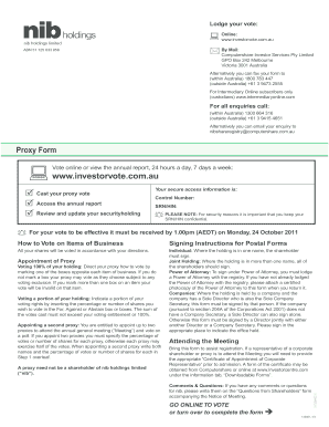 Proxy Form for nib Annual General Meeting