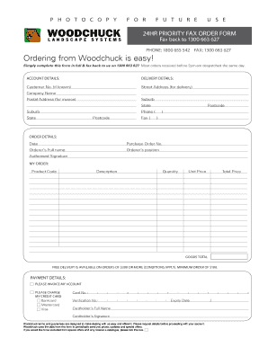 24hr Priority Fax Order Form