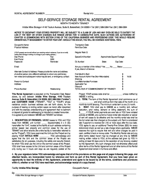 California Self-Service Storage Rental Agreement