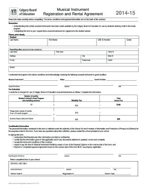 Music Instrument Registration and Rental Agreement