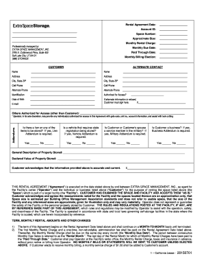 California Storage Unit Rental Agreement