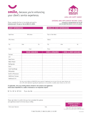 Systems and Appliances Record Form