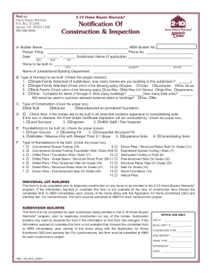 2-10 Home Buyers Warranty Construction Notice