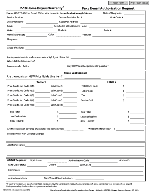 Home Buyers Warranty HVAC Authorization Request