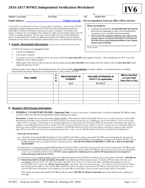WVNCC Independent Verification Worksheet