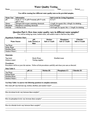 Water Quality Testing Lab Form