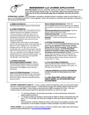 USA Cycling Membership and License Application