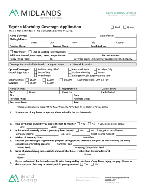 Equine Mortality Coverage Application