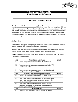 Advanced Treatment Wishes Form