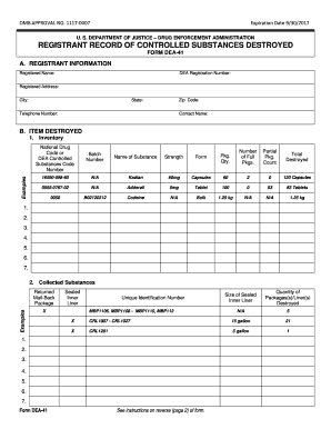 DEA-41 Form - Controlled Substances Destruction Record