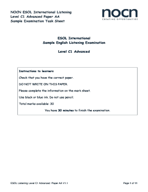 ESOL Listening Level C1 Advanced Sample Exam