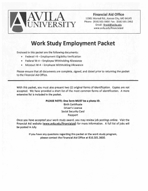 Work Study Employment Packet