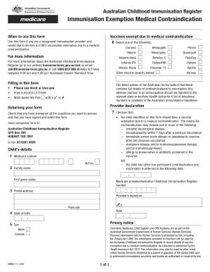 Australian Childhood Immunisation Exemption Form