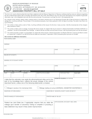 DOR-4579 Abandoned Property Bill of Sale - TidyForms