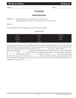 Ancient Greek Drama Worksheet
