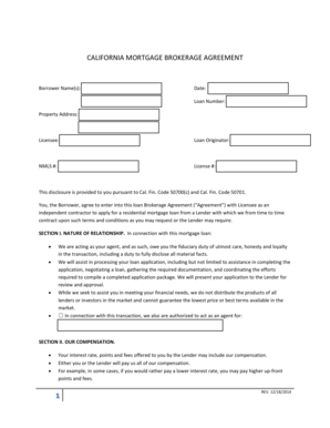 California Mortgage Brokerage Agreement