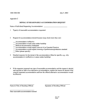 Denial of Reasonable Accommodation Request