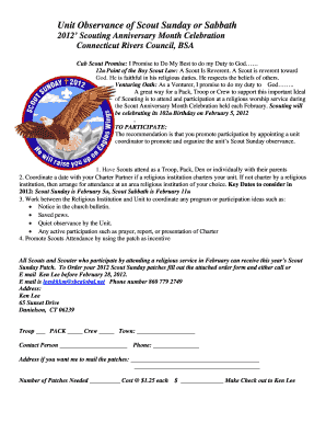 Scout Sunday or Sabbath Participation Form
