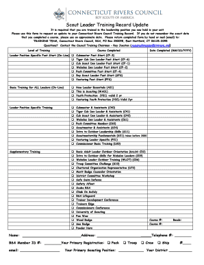 Scout Leader Training Record Update Form