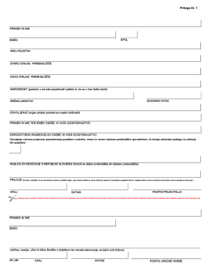 Slovenian Residence Registration Form