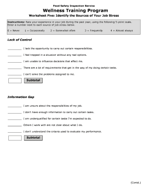 Worksheet Five Job Stress Assessment