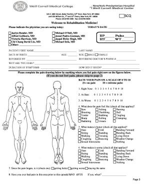 Rehabilitation Medicine Patient Intake Form