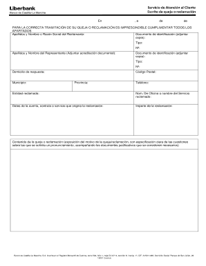 Escrito de queja o reclamación