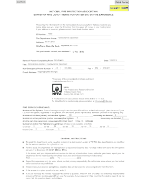 Fire Department Survey Form