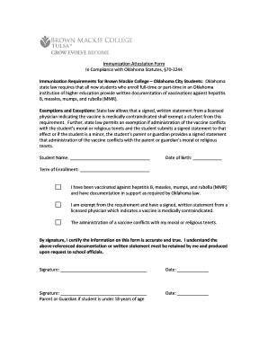 Immunization Attestation Form